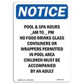 Signmission OSHA Notice Sign, Pool & Spa Hours ____ Am To ____, 24in X 18in Decal, 18" W, 24" H, Portrait OS-NS-D-1824-V-17672